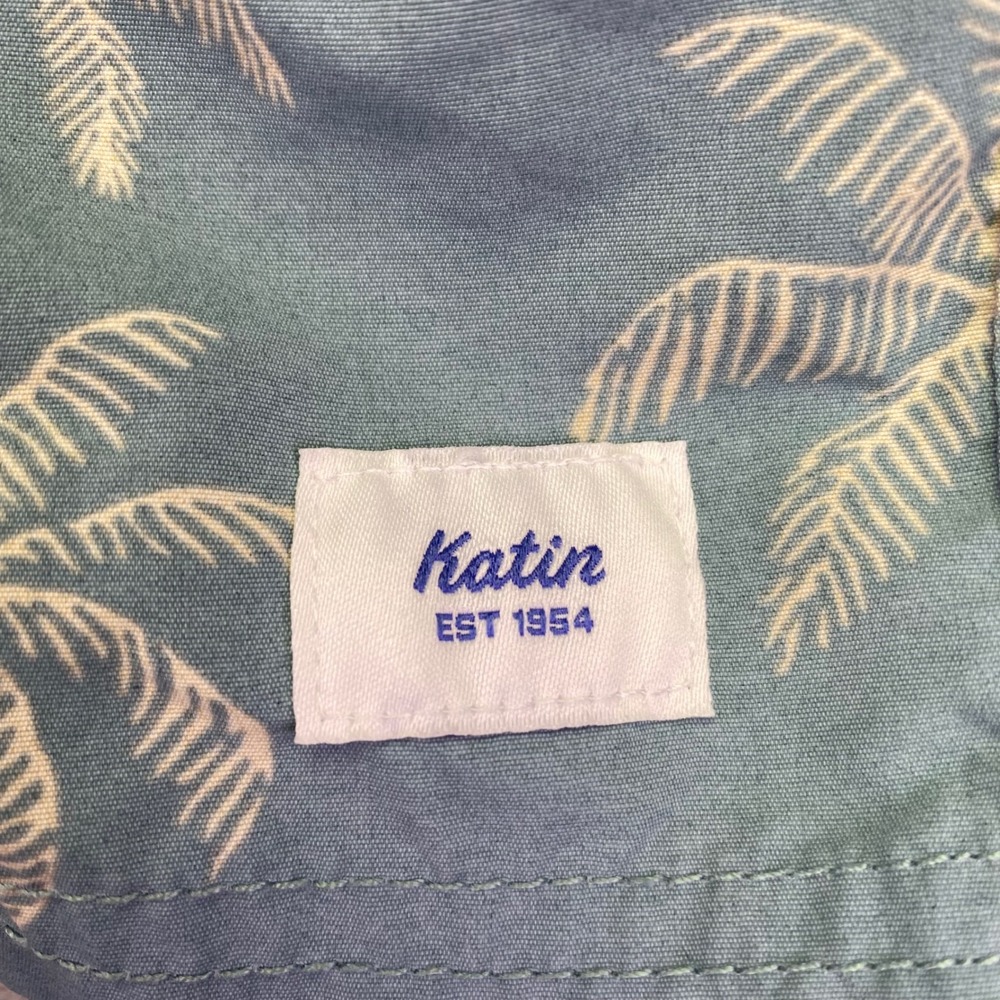 Katin Swim Trunks Men's Small Blue Palm Tree Elastic Waist Drawstring Shorts - Picture 8 of 11